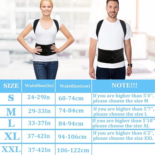 Posture Corrector for Men and Women - Back Brace Full Back Support Straightener for Hunchback - Upper and Lower Lumbar to Relieve,XX-Large(42-48 Inches)