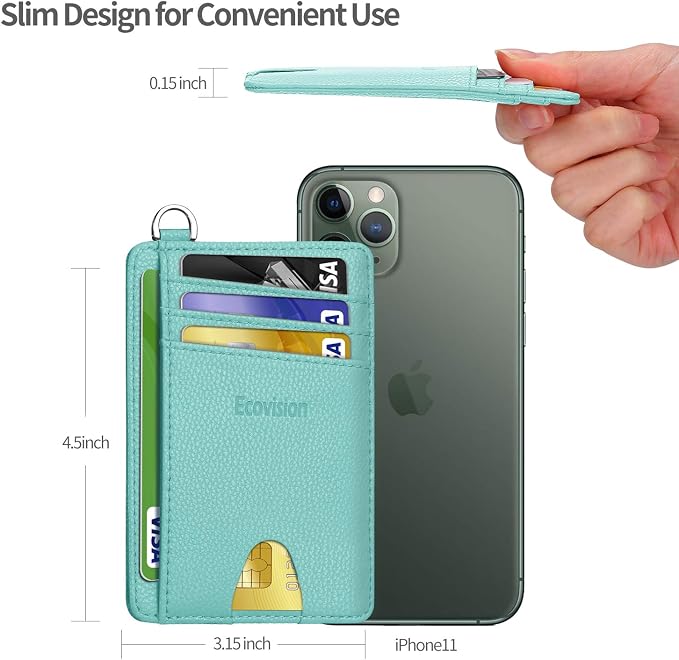 Slim Minimalist Front Pocket Wallet, RFID Blocking Credit Card Holder Wallet with Detachable D-Shackle for Men Women
