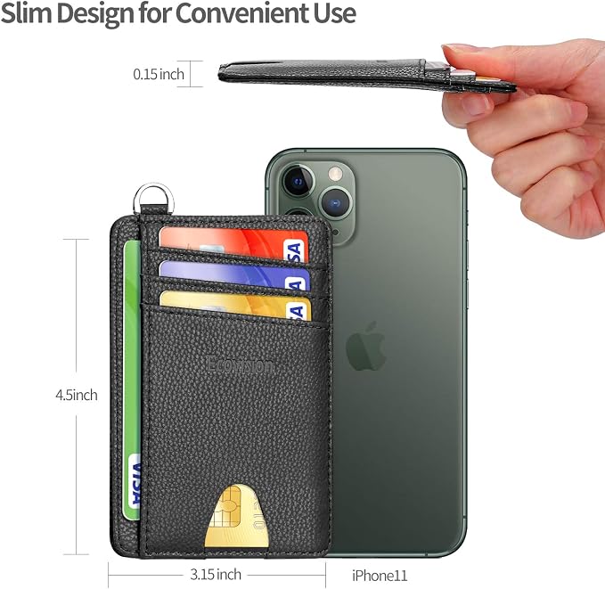 Slim Minimalist Front Pocket Wallet, RFID Blocking Credit Card Holder Wallet with Detachable D-Shackle for Men Women