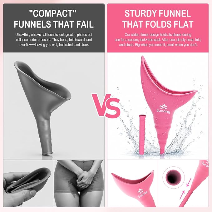 Female Urination Device, Reusable Female Urinal Silicone Women Pee Funnel | Women to Pee Standing Up, The Perfect Companion for Camping,Travel travel outdoor, folds compact, easy rinse