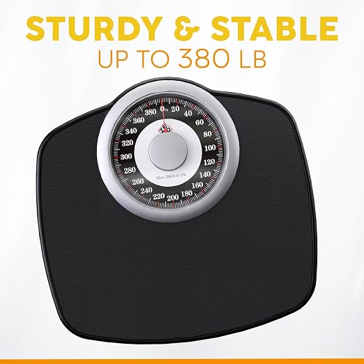 Zeno A25 Scales for Body Weight - Up to 400 LB - New - 5.3" Dial on 12.4" x 10.2" Platform - Anti-Skid Rubber Surface - Bathroom Scale Analog - Durable with 20-Year Assurance