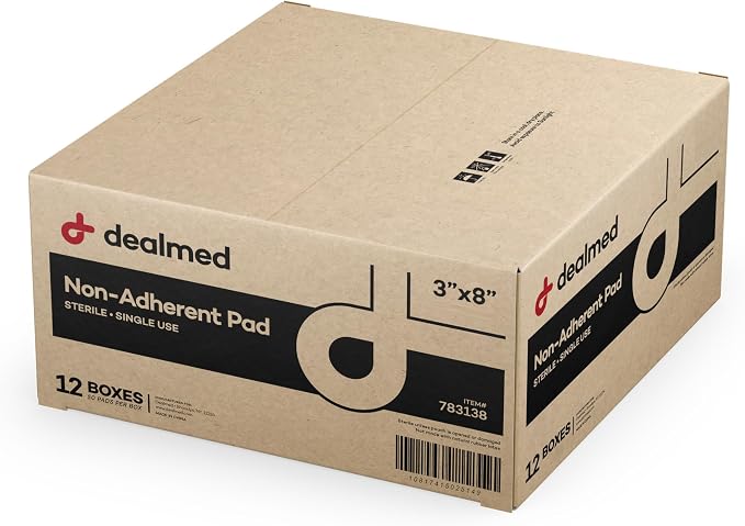 Dealmed Sterile Non-Adherent 3" x 8" Gauze Pads Non-Adhesive Wound Dressing, Highly Absorbent & Non-Stick, Painless Removal-Switch, Individually Wrapped for Extra Protection (Case of 600)