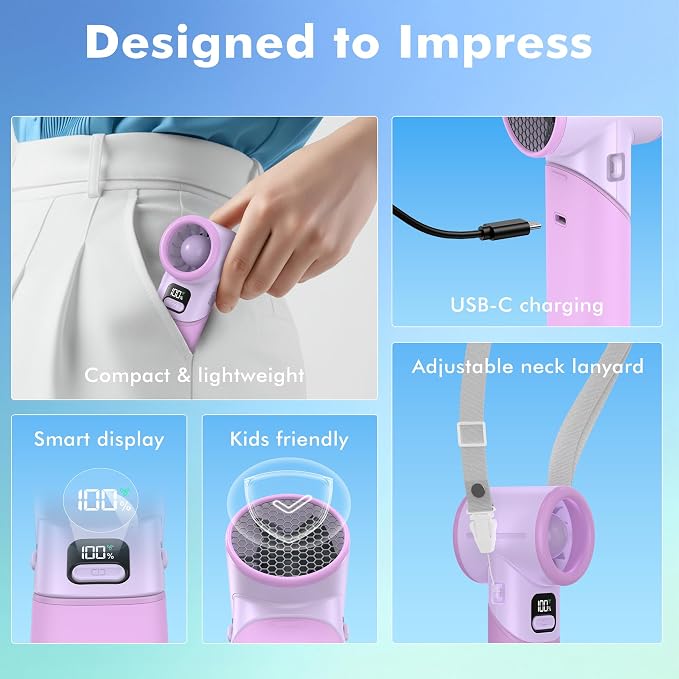 AMACOOL Portable Handheld Turbo Fan丨5 Speed Foldable Hand Fans丨Max 20 Hours Runtime丨Rechargeable Mini Pocket Cooling Fan for Travel, Outdoor Activities, Gifts for Women