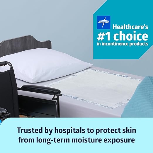 Medline Ultrasorbs Drypads with SlipResist Technology, 30" x 36", 70 Count, Super Absorbent Disposable Bed Pads, Incontinence Bed Pads, Adult Bed Pads, 10x More Absorbent, Chucks for Adults, Elderly