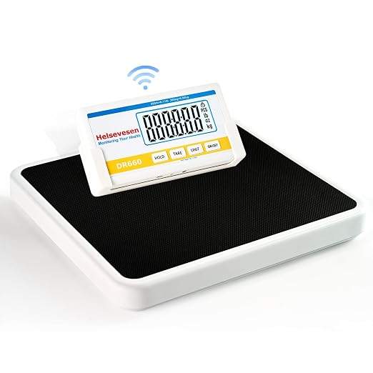 Helsevesen Professional Medical Bariatric Scale, 660 lb/300 kg Capacity, Wireless Digital Bathroom Scales, Low-Profile Heavy Duty Bariatric Scale with Anti-Slip Rubber Mat (DR660WL)
