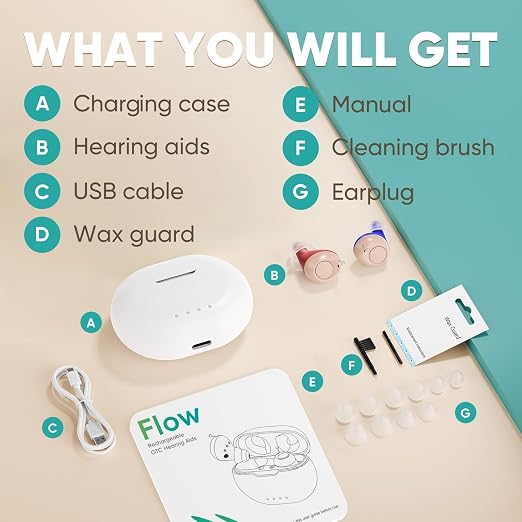 Rechargeable OTC In-Ear Hearing Aids for Seniors, 100H Case | Lightweight rechargeable in-ear hearing aids with simple controls support clearer communication for seniors every day