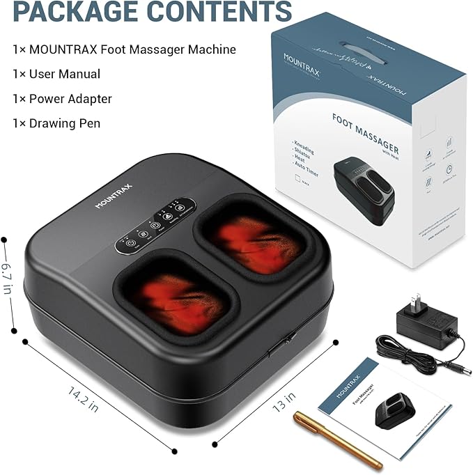 MOUNTRAX Shiatsu Foot Massager with Heat, Deep Kneading Foot Massager for Plantar Fasciitis, Neuropathy, Improve Circulation and Pain Relief – DIY Customizable Design Foot Massage with Drawing Pen
