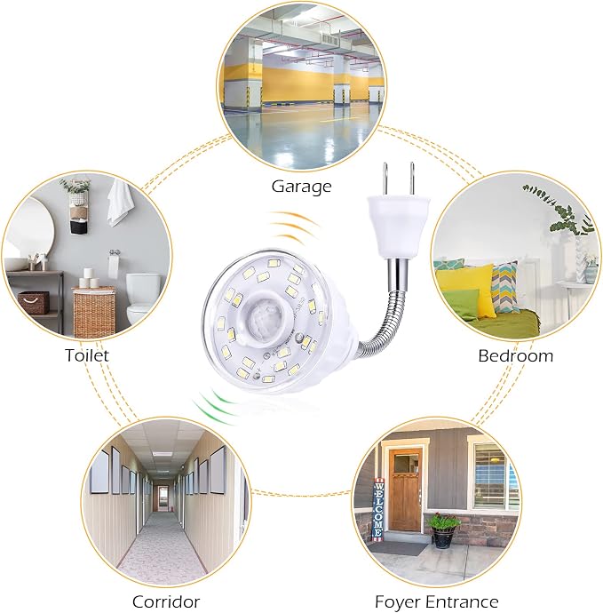 3 Pack Motion Activated LED Night Light Plug in Sensor Light,Cool White | PIR Infrared Sensor, Smart Dusk Dawn Motion Detector Lamp, Flexible Rotating, for Hallway Stairway Garage Basement