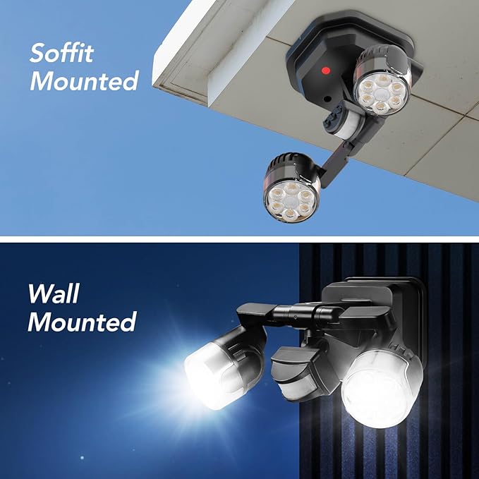 OREiN Motion Sensor Outdoor Security Light, Adjustable Dual-Head LED Flood Light, 3 Modes(Motion/Manual/Dusk to Dawn), 150W Equivalent 5000K, IP65 Waterproof Exterior Lighting, Hardwired