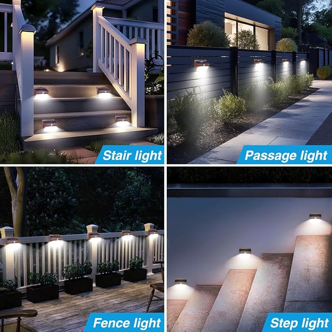 10 Pack Solar Motion Sensor Lights Outdoor Waterproof with 3 Modes | Cool White, Brown Frame, LED, Solar Powered, Security Lighting for Outside Wall Garden Fence Yard Deck Patio Garage