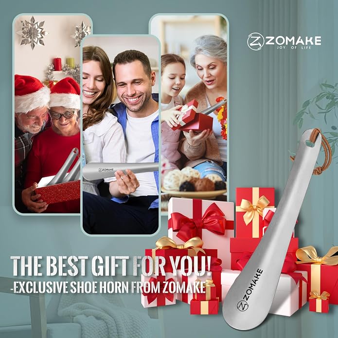 ZOMAKE Metal Shoe Horn, Small Travel Shoehorn for Men Women Kids, 5.9''/7.3''/7.5'' Portable Shoe Spoon Helper