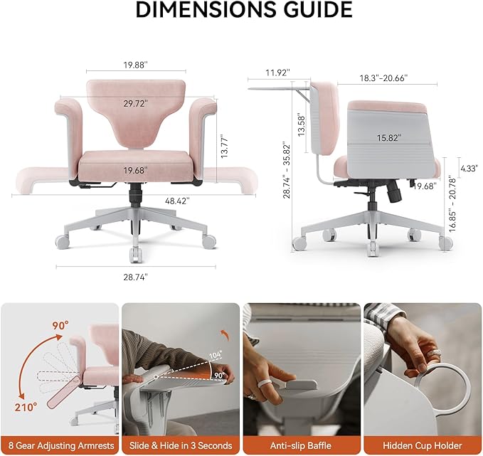 Newtral Freedom-X Criss Cross Chair with Wheels & Amrests- Cross Legged Office Chair with Laptop Tray, Multi-Position Recliner Chair, Adjustable Ergonomic Chair, Relax, Work from Home