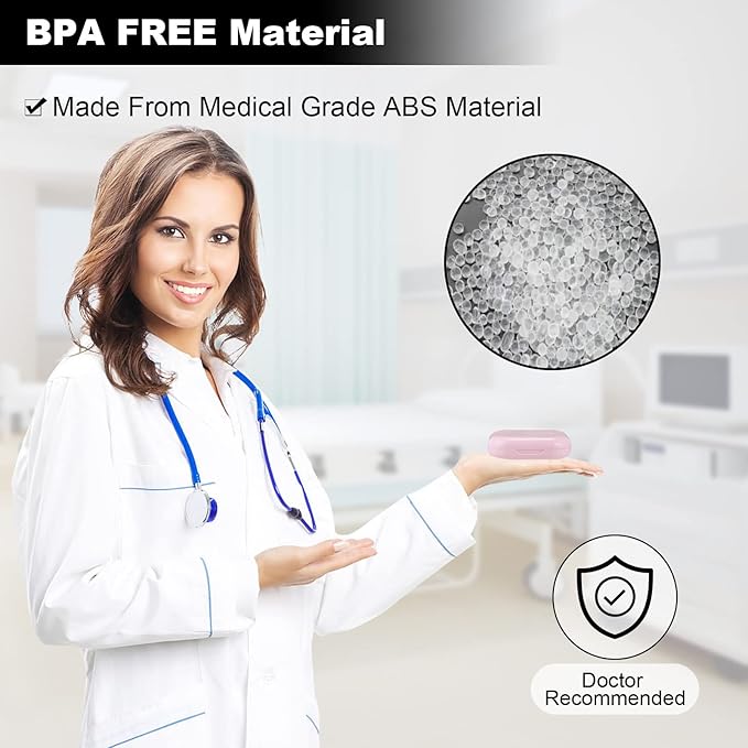 Retainer Case, Slim Aligner Case with Mirror, Compatible with Invisalign, Night Guard and Mouth Guard, Premium Retainer Case, With Aligner Remover Tool, Chew & Brush, Pink