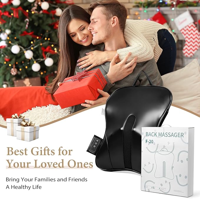 Wireless Shiatsu Neck and Back Massager with Heat,3D Kneading Up & Down Rolling for Neck, Back,Shoulder Pain Relief,Portable Deep Tissue Massage Pillow for Home,Office,Car Use,Ideal Gift for Mom&Dad