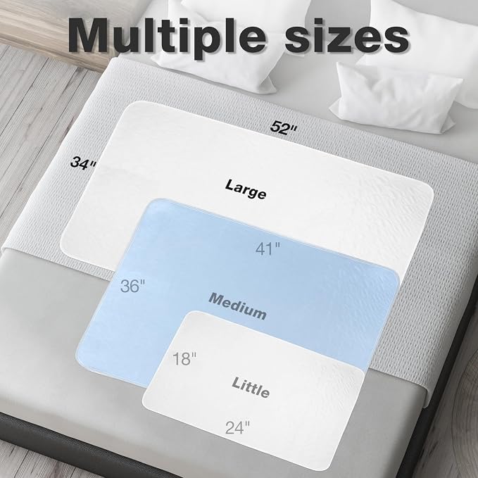Bed Pads Washable Waterproof, 52" x 34" (4 Pack) Incontinence Bed Pads, Waterproof Bed Pad & Pee Pad, Perfect for Adults, The Elderly and Pets
