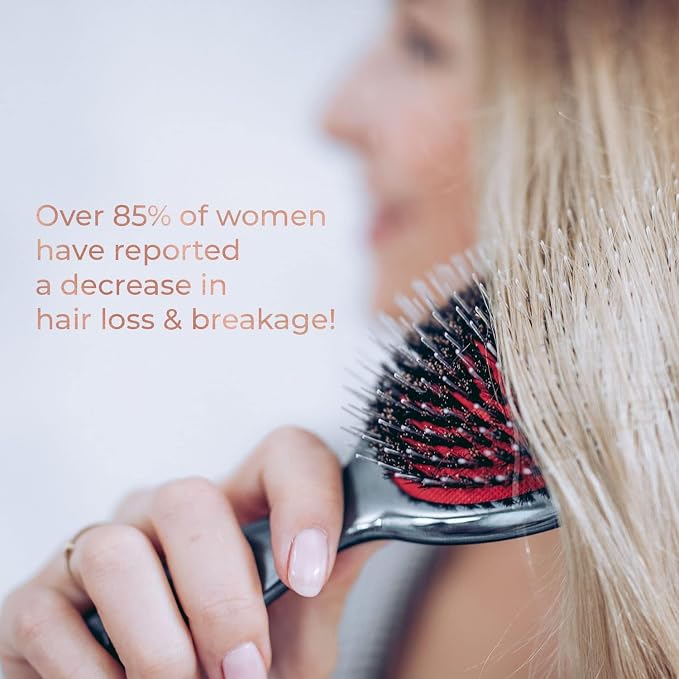 MISEL Professional Boar Bristle Hair Brush for Women and Men | Detangles All Natural Hair Types and Extensions | Reduces Breakage | Great for Wavy and Straight Hair | Salon-Approved | Small