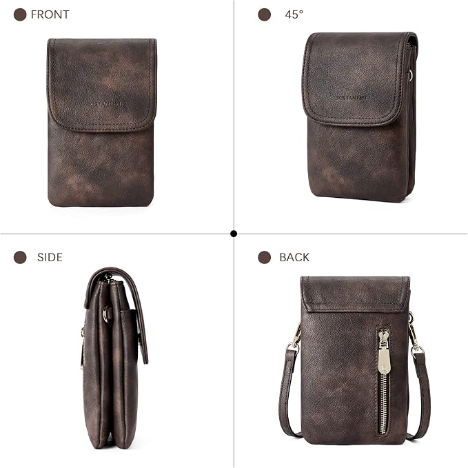 BOSTANTEN Small Crossbody Bag for Women Designer Cell Phone Purse | Vegan Leather, Multiple Pockets, Card Slots, Compact Size for Phone, Cards and Keys, Daily Travel Shopping Use