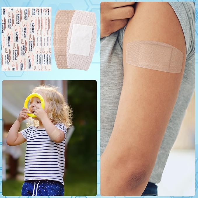 Funtery 60 Pcs Large Sensitive Skin Bandages Silicone Adhesive Bandages Bulk Elderly Painless Removal Silicone Wrappings for Sensitive Fragile Skin Delicate Wounds 3.9 x 2 in