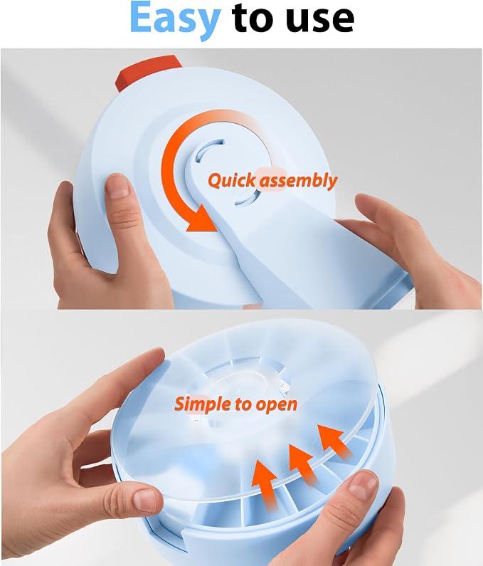 Pill Dispenser 14 Day – Rotating Medicine Organizer Wheel with Push Button, Wall Mounted or Desktop Manual Pill Dispenser for Elderly & Seniors, Large Capacity Vitamin & Medication Organizer