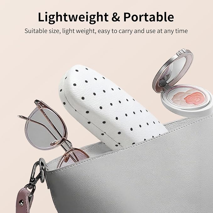 Glasses Case Hard Shell, Cute Sunglasses Case for Women Leather Protective Case for Eyeglass with Cleaning Cloth
