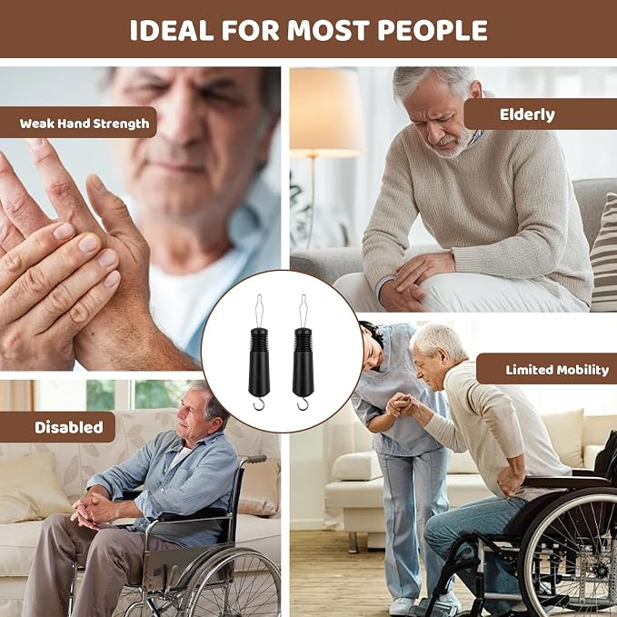 2-Pack Button Hook and Zipper Pull Assist Device Button Hook for Seniors, Button Helper for Elderly with Zipper Pull, One-Handed Dressing Assistance Tool for People with Limited Hand Mobility