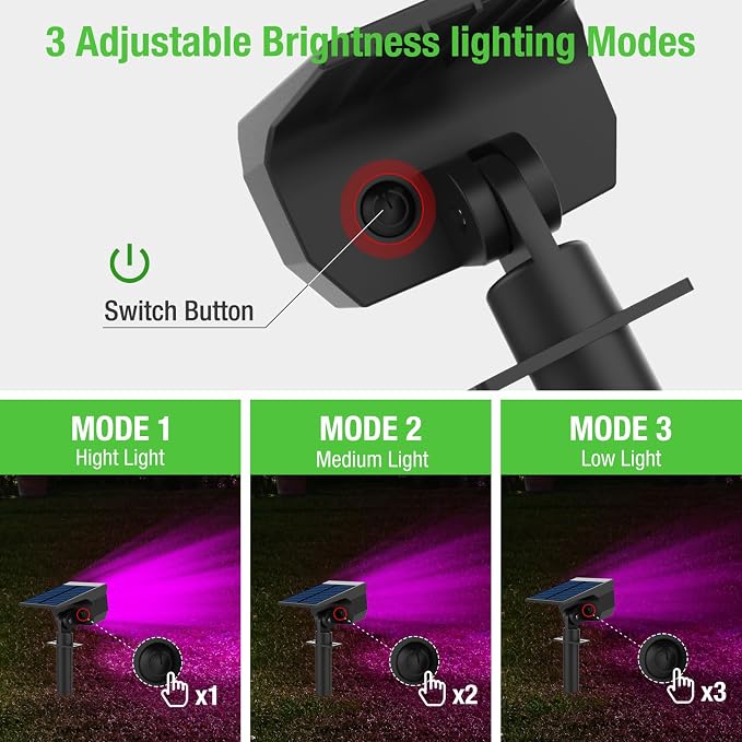 nipify Solar Spot Lights Outdoor, Solar Powered Waterproof Spotlight | 4 Pack, Purple, Landscape Lighting for Outside Yard Garden Pathway