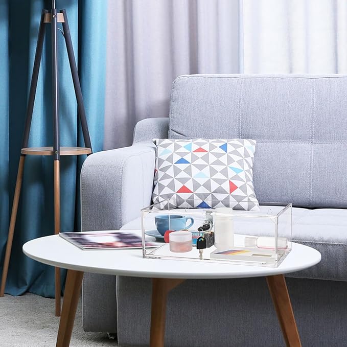 Refrigerator Medicine Lock Box with Keys and Mounting Hardware 12 x 6 x 4.5 Inch Wall Mount Locking Medicine Box Clear Acrylic Wall Cabinet, First Aid Kit for Emergencies Home Use