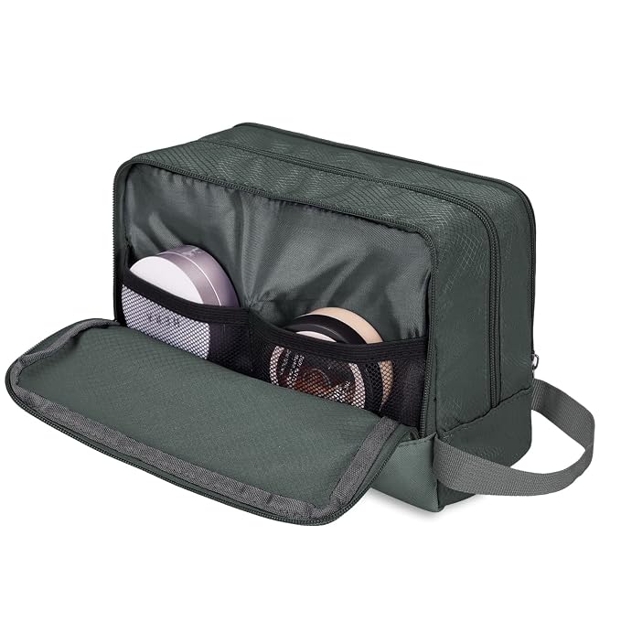 WANDF Travel Toiletry Bag for Men, Small Dopp Kit for Toiletries | Water-Resistant Fabric, Travel Bag for Toiletries, Compact Storage, Shaving Accessories, Weekend Trips