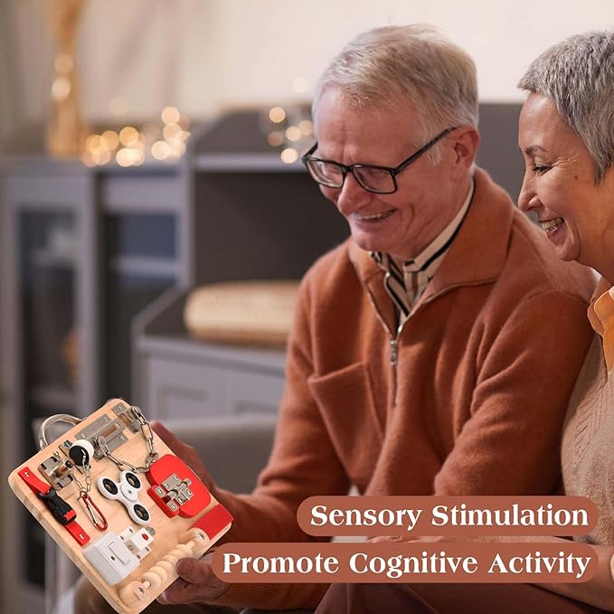 Fidget Board for Dementia Patients-Activities for Seniors-Alzheimers Products for Elderly-Memory Games for Autism Adult-Dementia Gadgets-Sensory ADHD Toys-Gift for Seniors-Anxiety Relief Items