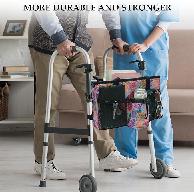 Walker Bag Seniors Accessories with Cup Holder Pocket for Folding Tote Pouches Storage Carry Things Basket