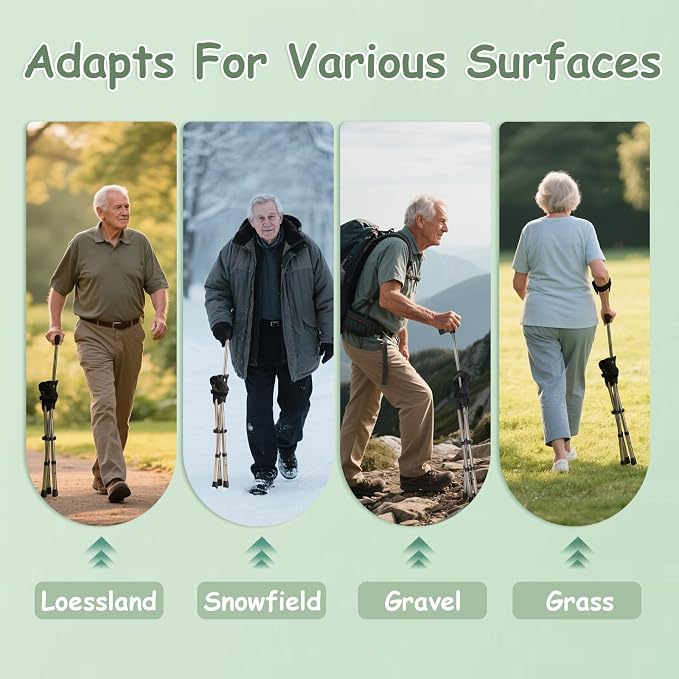 King Mills Lightweight Portable Stools for Adults Heavy Duty, Adjustable Walking Chair for Adults, Anti-Slip Cane Seat Walking Stick Folding Seat 250 Lbs Above Ideal for Camping & Hiking