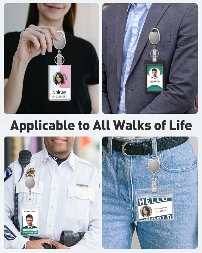 Uniclife 2 Pack Retractable Keychain, Retractable Badge Reel, Heavy Duty Badge Holder Clip for Keys and ID Card, Key Chain Extender with Carabiner Belt Clip and Key Ring, Light Grey