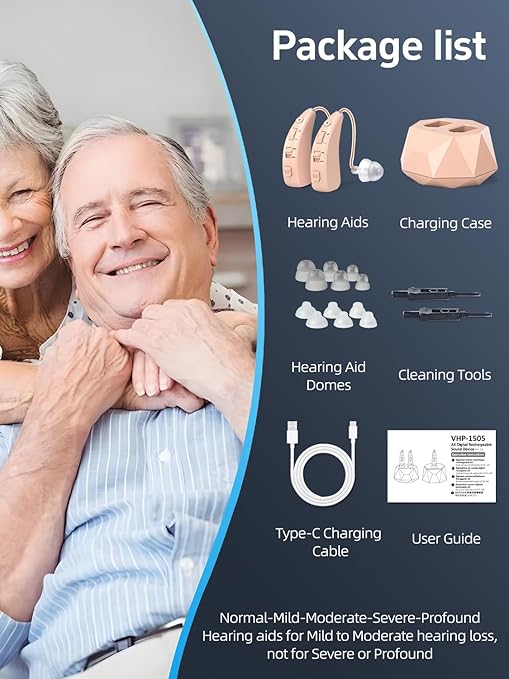 Hearing Aids for Seniors, Rechargeable Hearing Aids For Seniors with 2 Preset Modes and Adjustable Volume, Hearing Amplifiers seniors with Charging Base