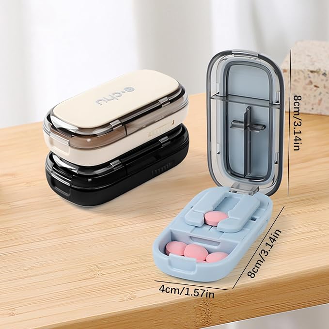 Pill Cutter Splitter for Small and Tiny Pills - 1/4 Pill Cutter with Centering Device - Easy-to-Use Splitter for Precision Cuts - for Small and Tiny (Black)