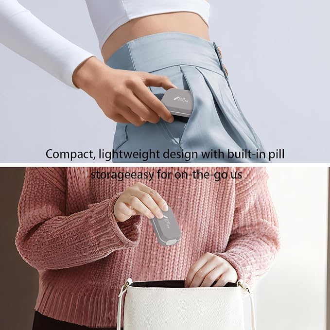 Pill Cutter Splitter for Small or Large Pills with Safety Lock - Accurate and Easy Travel-Friendly Design for Daily Use (Gray)