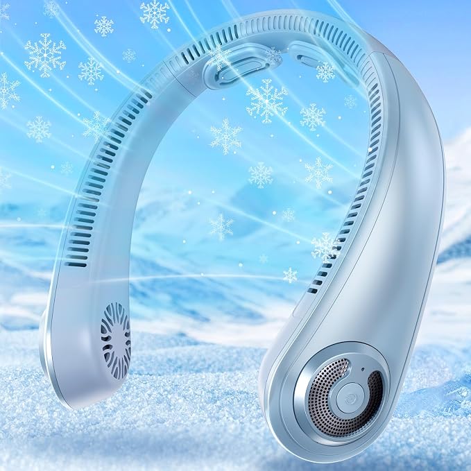 Portable Lightweight Neck Fan with Neck Support, Birthday Gifts for Men Women Dad Mom, Rechargeable Personal Wearable Cooling Neck Fans for Hot Flashes, Disneyland, Travel, Camping Essentials