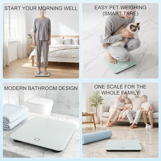 O'CARE Digital Bathroom Scale,Highly Accurate Body Weight Scale, Large Clear LED Display, Differential Display, Including 4*AAA Battery, Measures Weight up to 400LB (White)