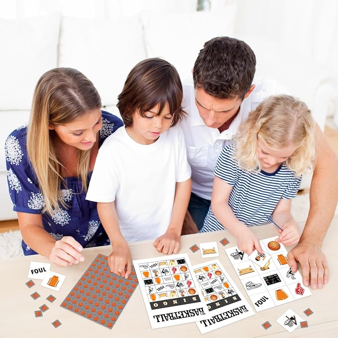 Basketball Bingo Cards, 24 Player Basketball Party Bingo Game for Family Adult, Sport Party Favor, Large Group Party Celebration Activity -09