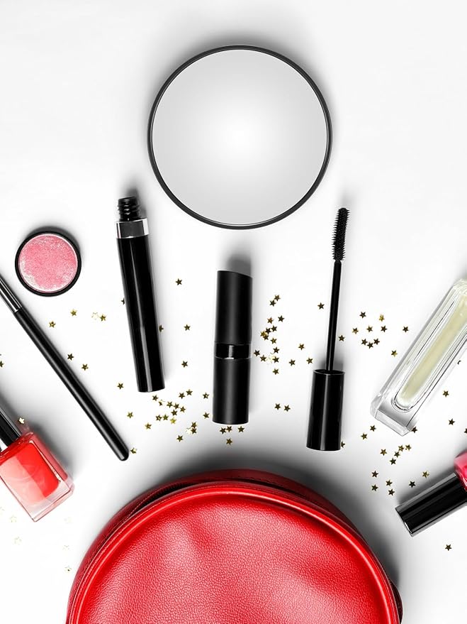 30X Magnifying Mirror with Suction Cups and Tweezers Set, 3.5 inches Magnified Makeup Mirror, Black, 1PC