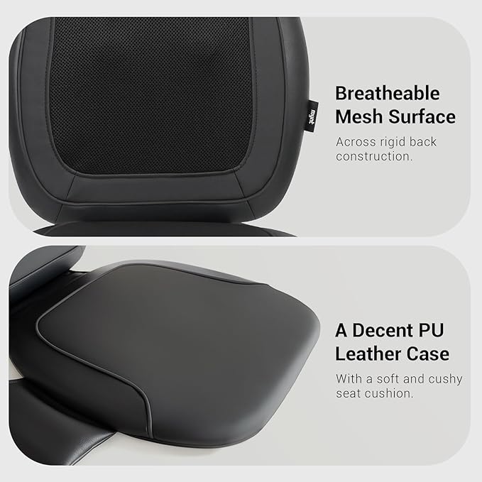 Mynt Black Acupressure Massage Chair Pad with 4 Deep Kneading Nodes, Shiatsu Back Massager for Chair with Heat, Heated Back Massage with a Cushion for Deep Tissue, Gift for Christmas