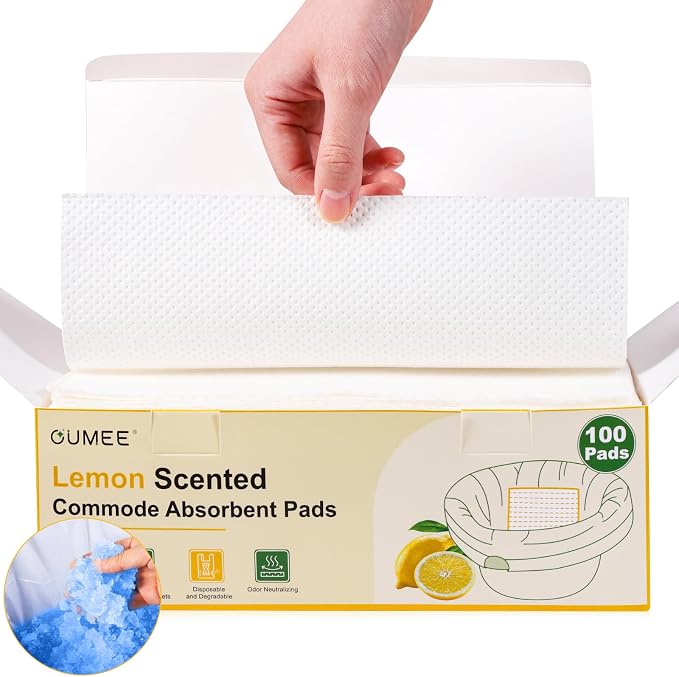 OUMEE Scented 100 Count Absorbent Commode Pads for Bedside Commode Bucket | Commode Liner Pads with Absorbent Gel, Potty Liner Pads for Adults Seniors Portable Toilet Pad Bedpans