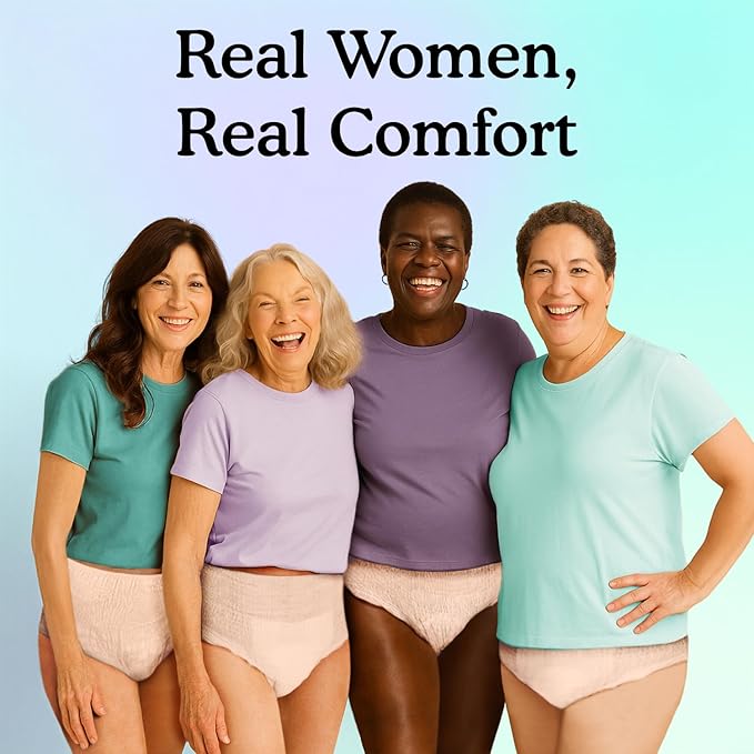 Because Premium Maximum Plus Adult Incontinence and Postpartum Bladder Leak Underwear for Women, Maximum Absorbency, Disposable, Beige, Large, 80 Count (4 Packs of 20)