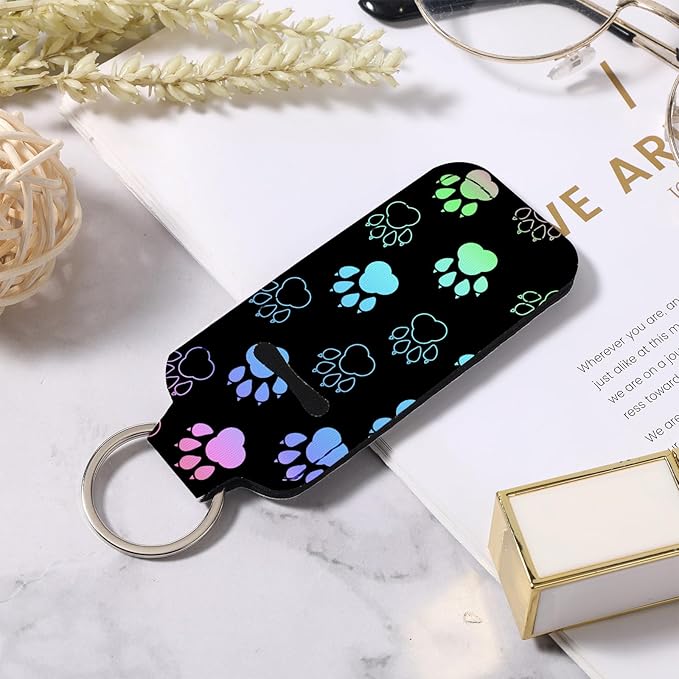 Cute Chapstick Holder Keychain,Lipstick Neoprene Clip-on Lip Balm Holder for Woman
