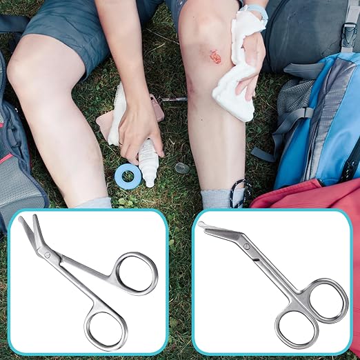 Zhehao 8 Pieces Ostomy Scissors Bandage Scissors Nursing Scissors Stainless Steel Scissors for Doctors, Nurses, Veterinary Home Nursing, 4.3 x 2.1 Inch, Curved (Silver)