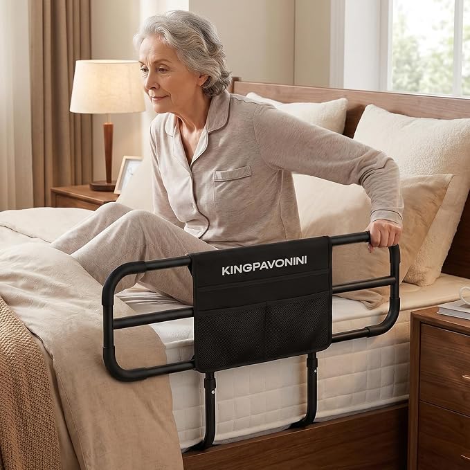 Bed Rail with Extendable Handle 350 LBS Capacity, Model BS09 | ASTM-Approved, Adjustable Bed Rails for Elderly Adults Safety, Tool-Free Bed Cane for Seniors & Post Surgery, Storage Bag