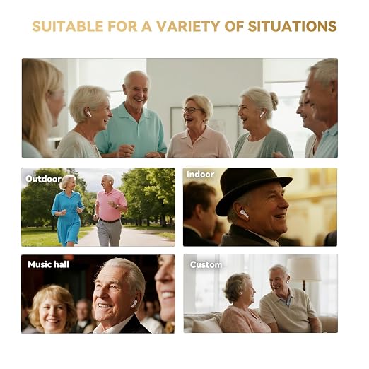 Rechargeable Bluetooth Hearing Aids for Seniors with APP Control,Noise Cancelling, Personal Sound Amplifier for Hearing Loss, 7-Level Volume Adjustment, Half-in-ear Design