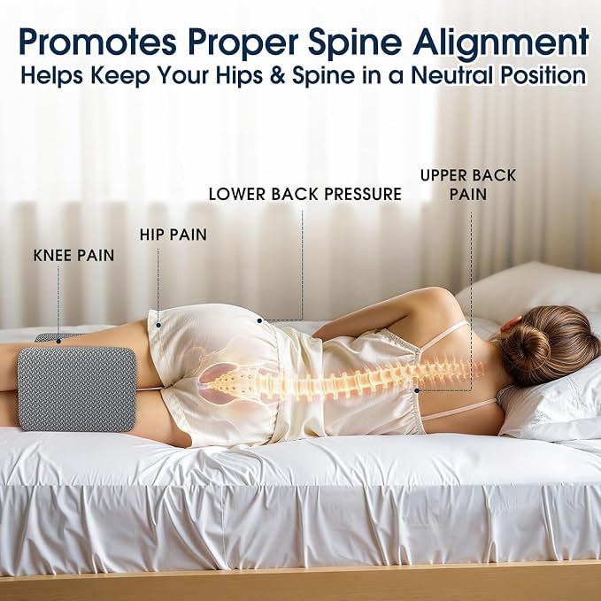 BlissTrends Memory Foam Knee Pillow, Knee Pillow for Side Sleepers, Leg Pillows for Sleeping Blood Circulation, Elevation Pillow for Spine Aligning, Sciatica, Back, Hip, Knee, Ankle Pain, Grey