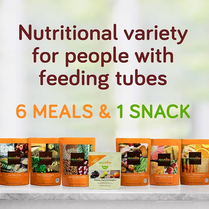 Real Food Blends Beef, Potatoes & Spinach - Pureed Food Meals for Tube Feeding with Protein, Vegetables & Fruits - 330 Calories for Lunch & Dinner - 9.4 oz (Pack of 12)