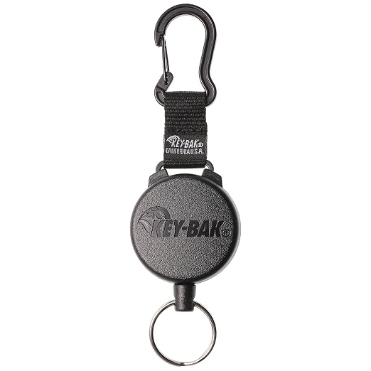 KEY-BAK SECURIT SD Retractable Keychain, 36" Retractable Cord, 15oz. Retraction, Durable Polycarbonate Case, Zinc Alloy Carabiner, Split Ring, Black