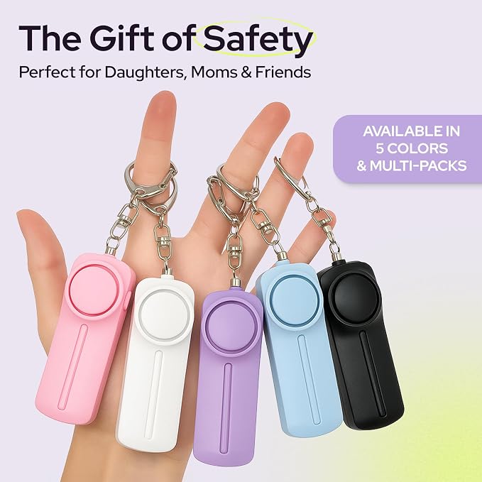 Weten Personal Safety Alarm Keychain - 130dB Siren, LED Light, Panic Pin – Compact Self-Defense Device and Emergency Whistle Alternative for Women, College, Travel, and Night Walk Protection (Purple)